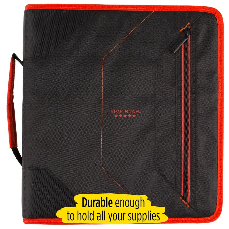 Five Star Zipper Binder, 2 Inch 3-Ring Binder with Removable File Folders, 530 Sheet Capacity, Red/Black (29036CE8) - Image 3